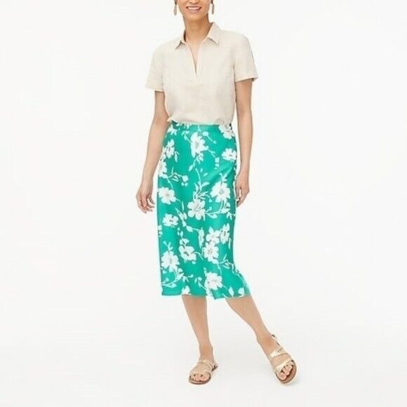 NEW J Crew Factory Florance Satin Aline Midi Skirt L - Picture 1 of 11
